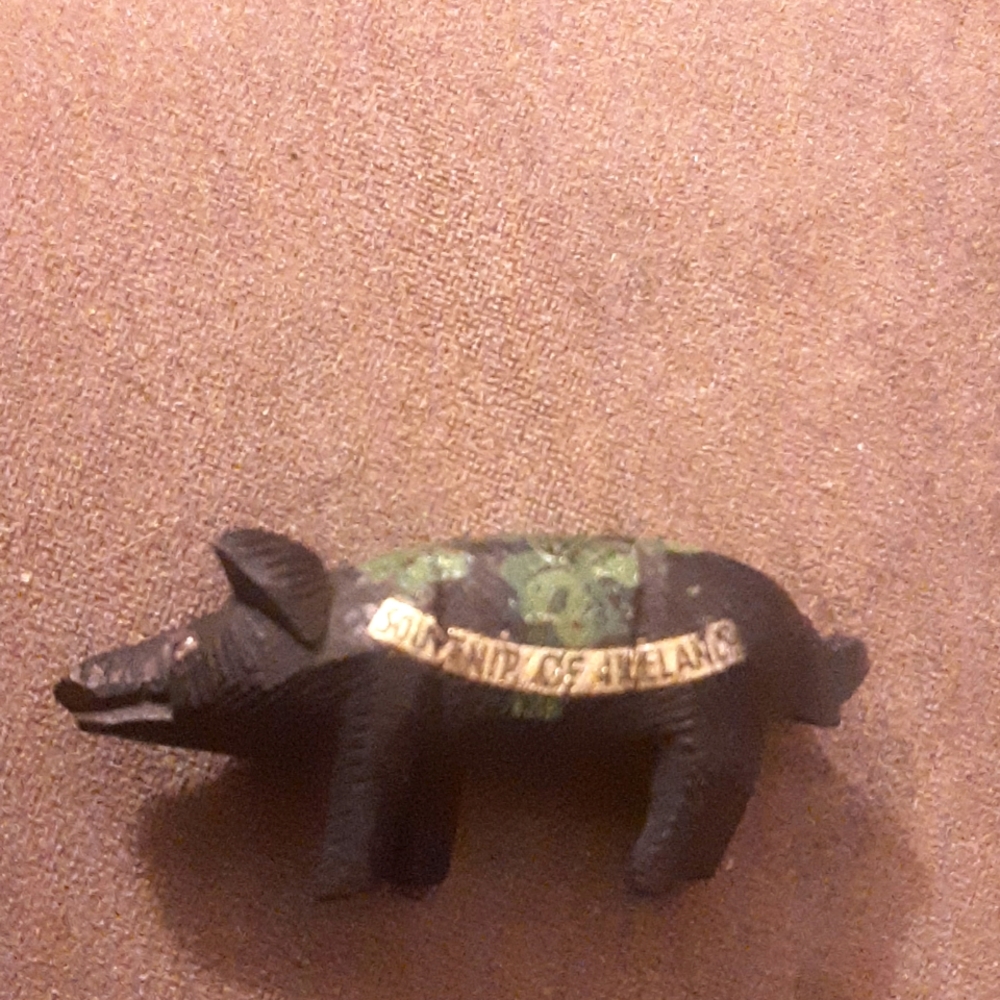 Antique Bog Oak Irish pig souvenir 1900s